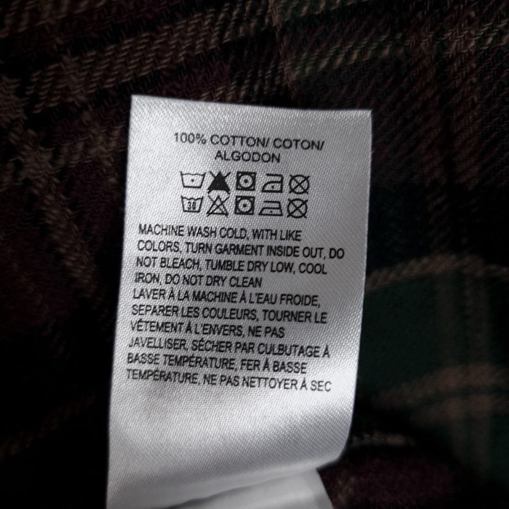 Lucky Brand Flannel Shirt Mens Large Green Burgundy Plaid Button Up Heavyweight - Picture 16 of 16